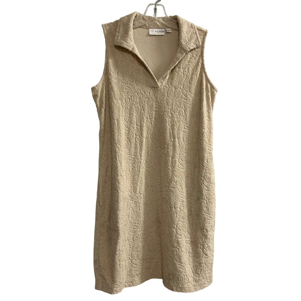 Belle Beach Kim Gravel Sleeveless Textured Collared Knee Length Dress Women's M